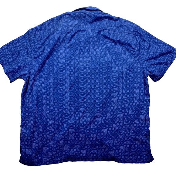 Nat Nast Luxury Originals Shirt Mens XL Blue Short Sleeve Geometric Print Btn Up - Picture 13 of 16